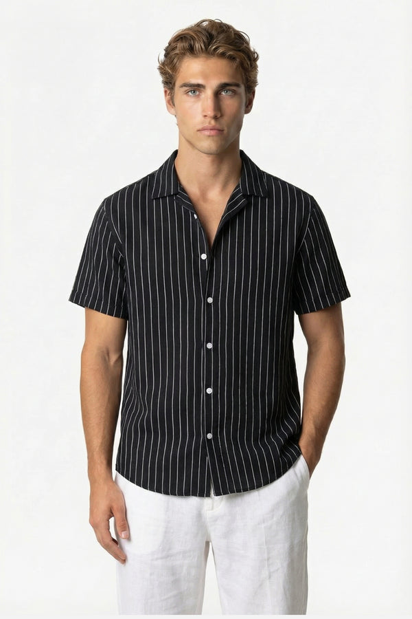Mayfair striped button-up shirt Black