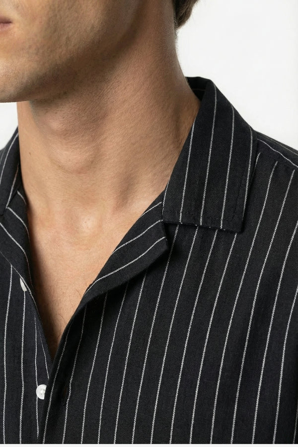 Mayfair striped button-up shirt Black