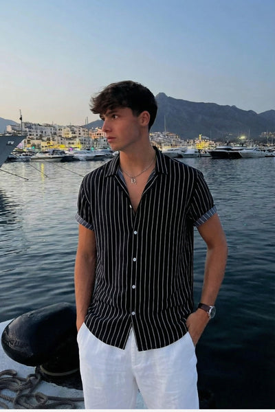 Mayfair striped button-up shirt Black
