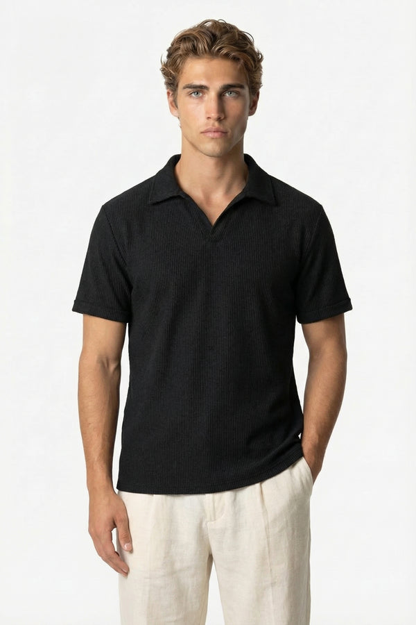 Riviera Rib Polo Black