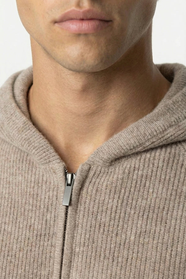 Ashford Cashmere Zip Cardigan Brown