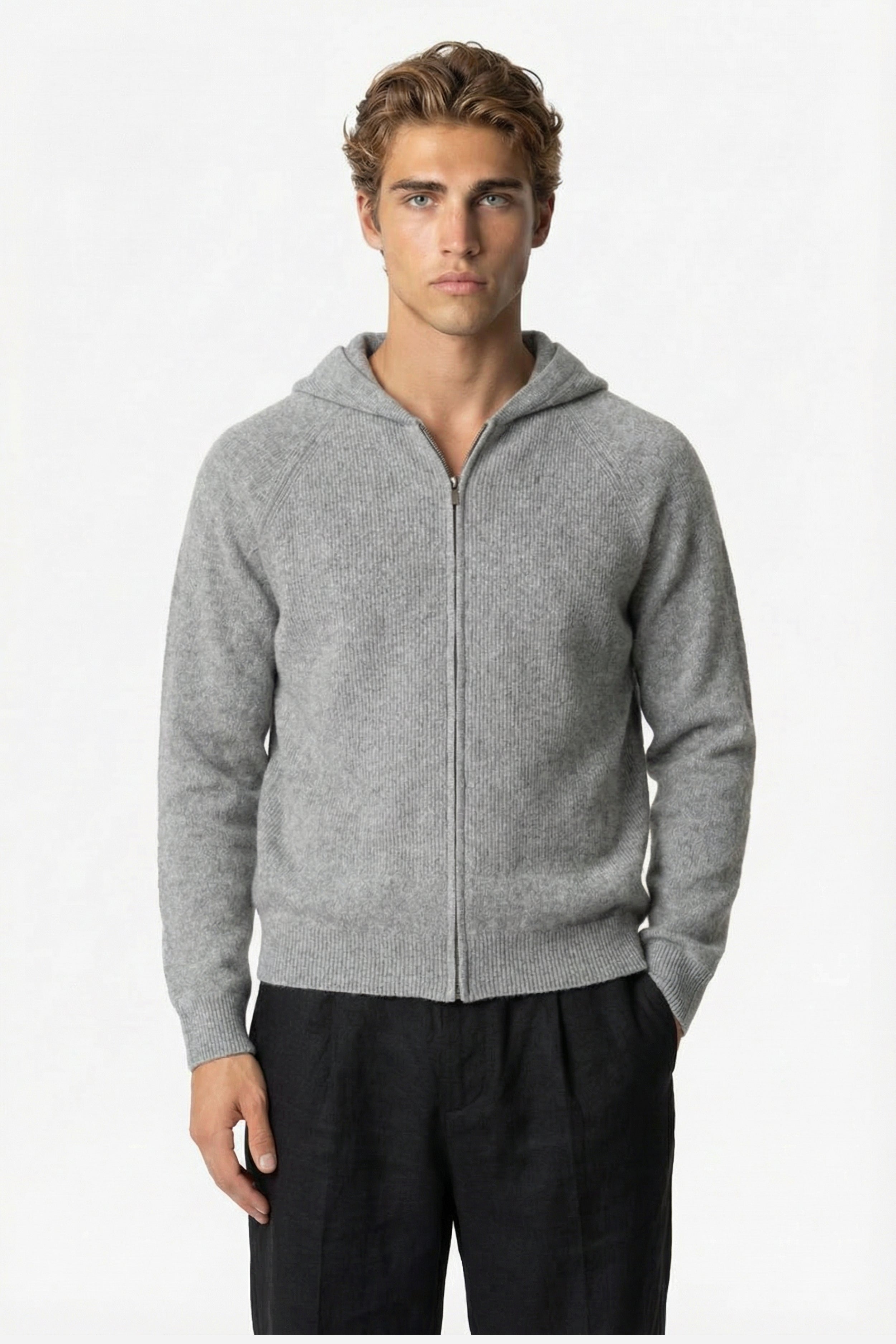 Ashford Cashmere Zip Cardigan Grey