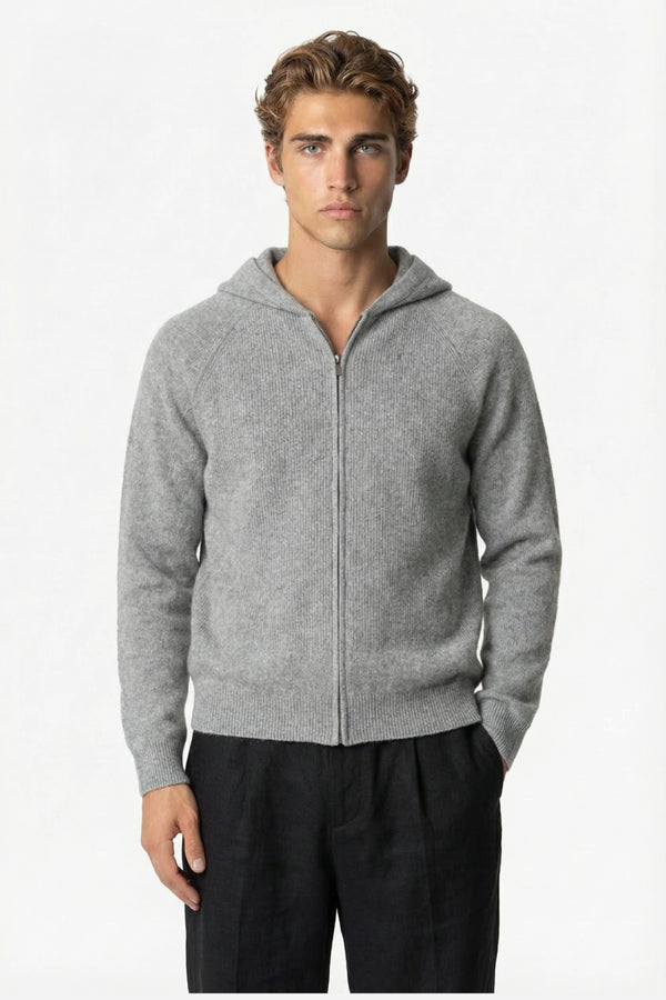 Ashford Cashmere Zip Cardigan Grey
