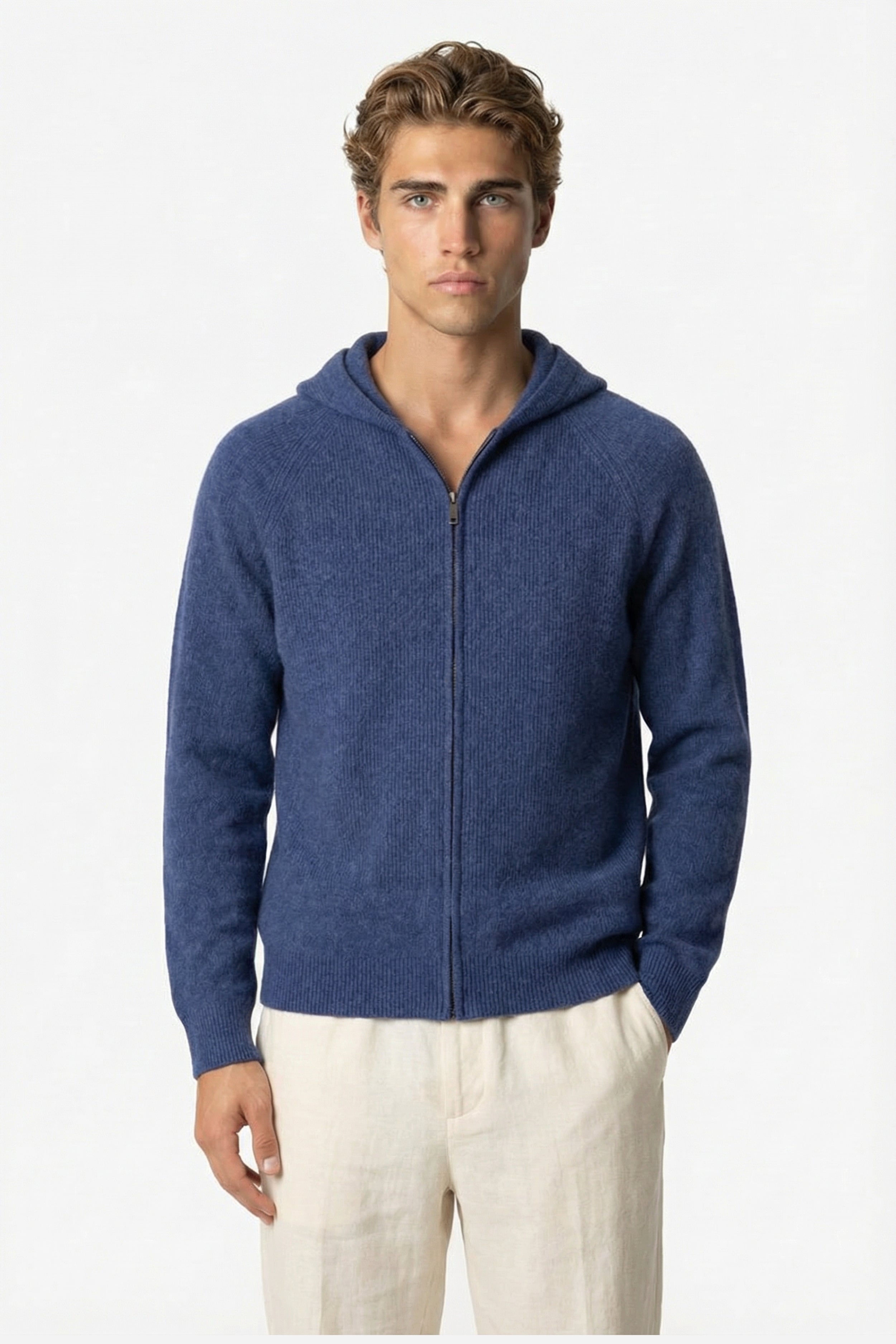 Ashford Cashmere Zip Cardigan Blue