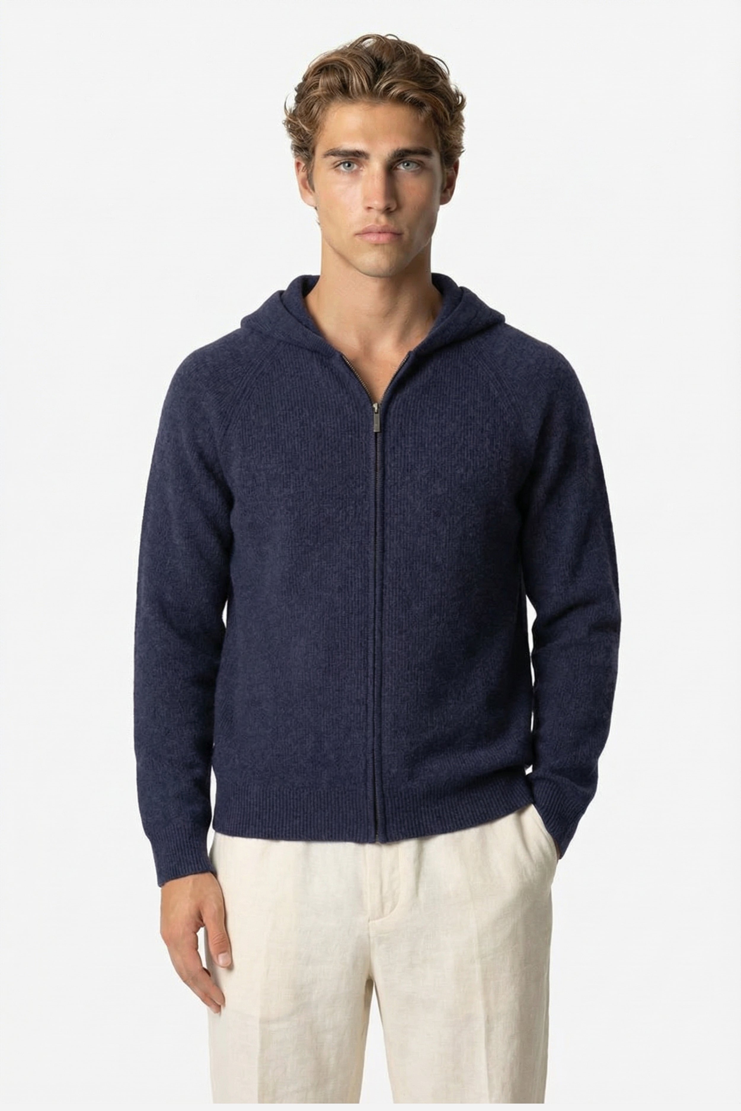 Ashford Cashmere Zip Cardigan Navy