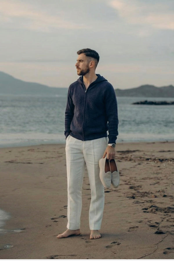 Ashford Cashmere Zip Cardigan Navy