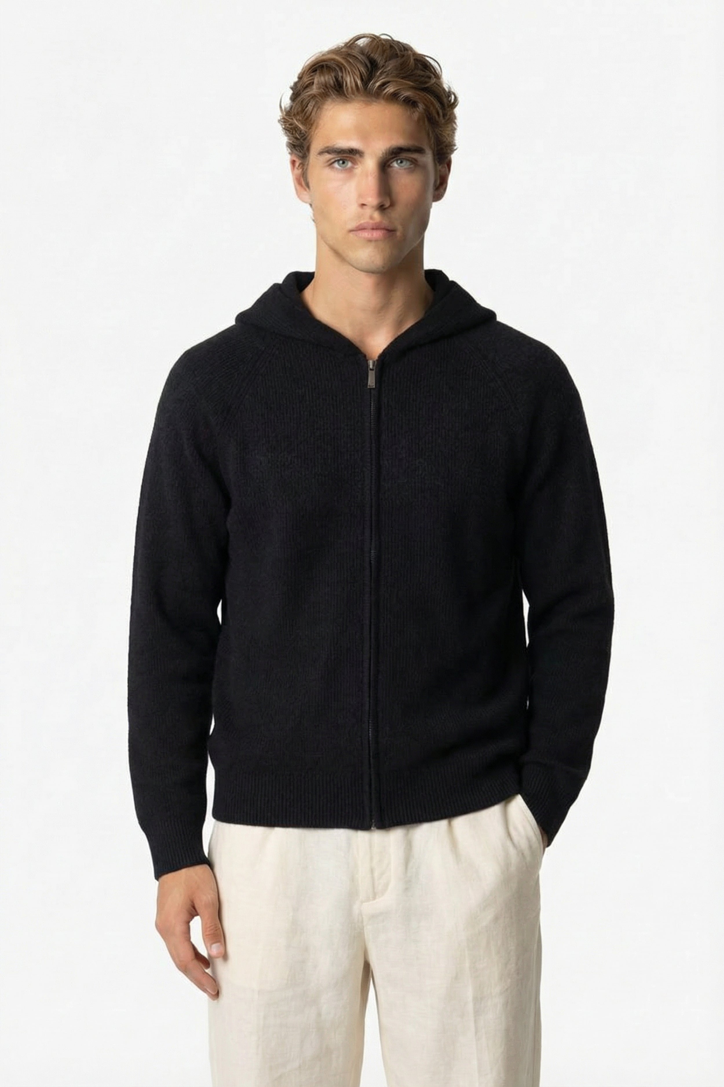 Ashford Cashmere Zip Cardigan Black