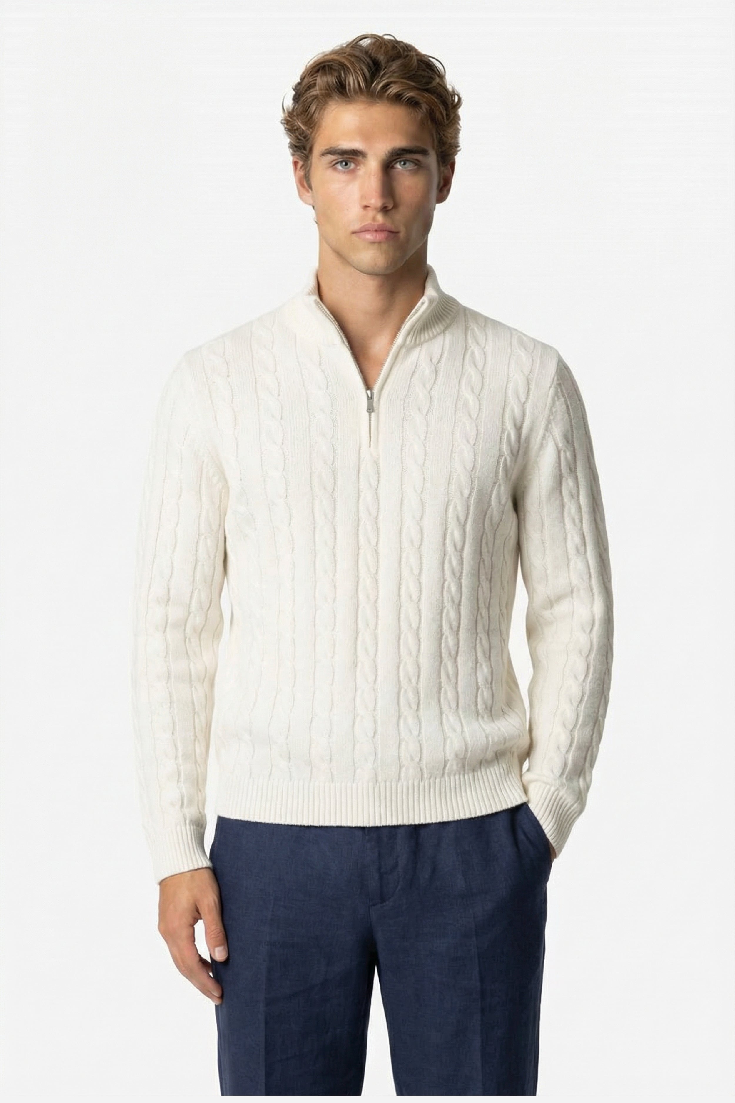 Kensington Cashmere Quarter Zip Beige