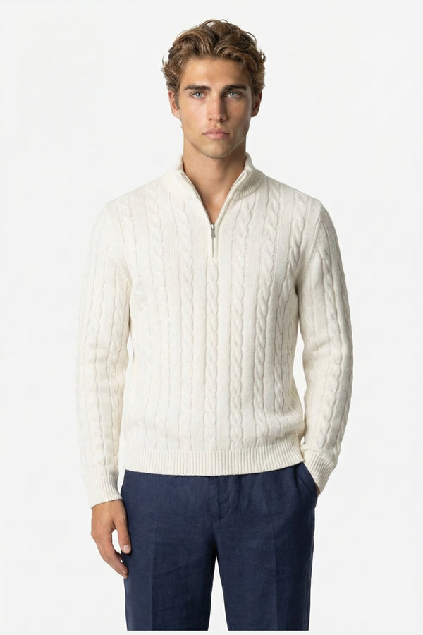 Kensington Cashmere Quarter Zip Beige