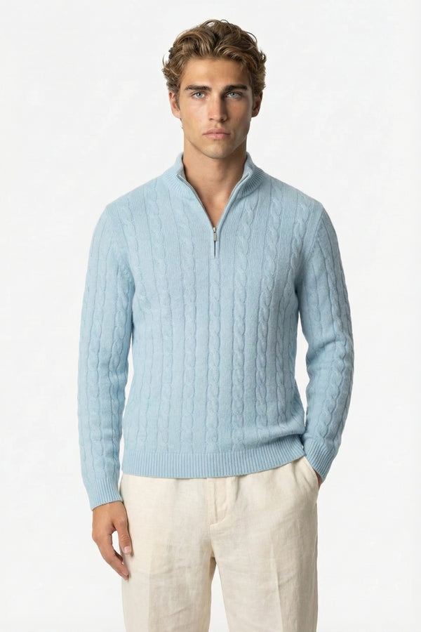 Kensington Cashmere Quarter Zip Blue