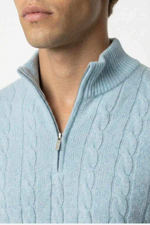 Kensington Cashmere Quarter Zip Blue