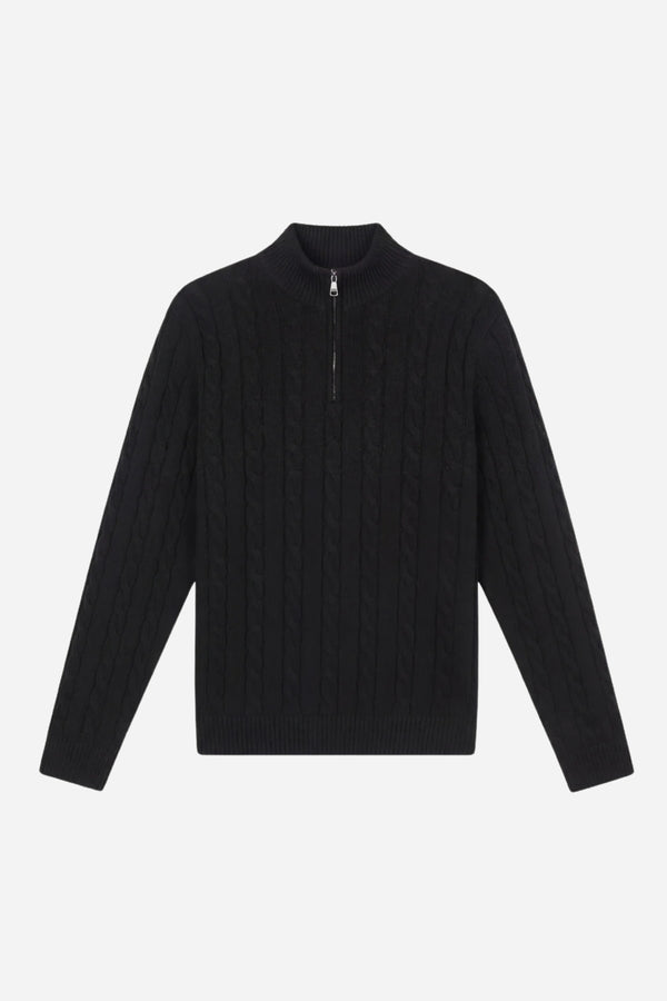 Kensington Cashmere Quarter Zip Black