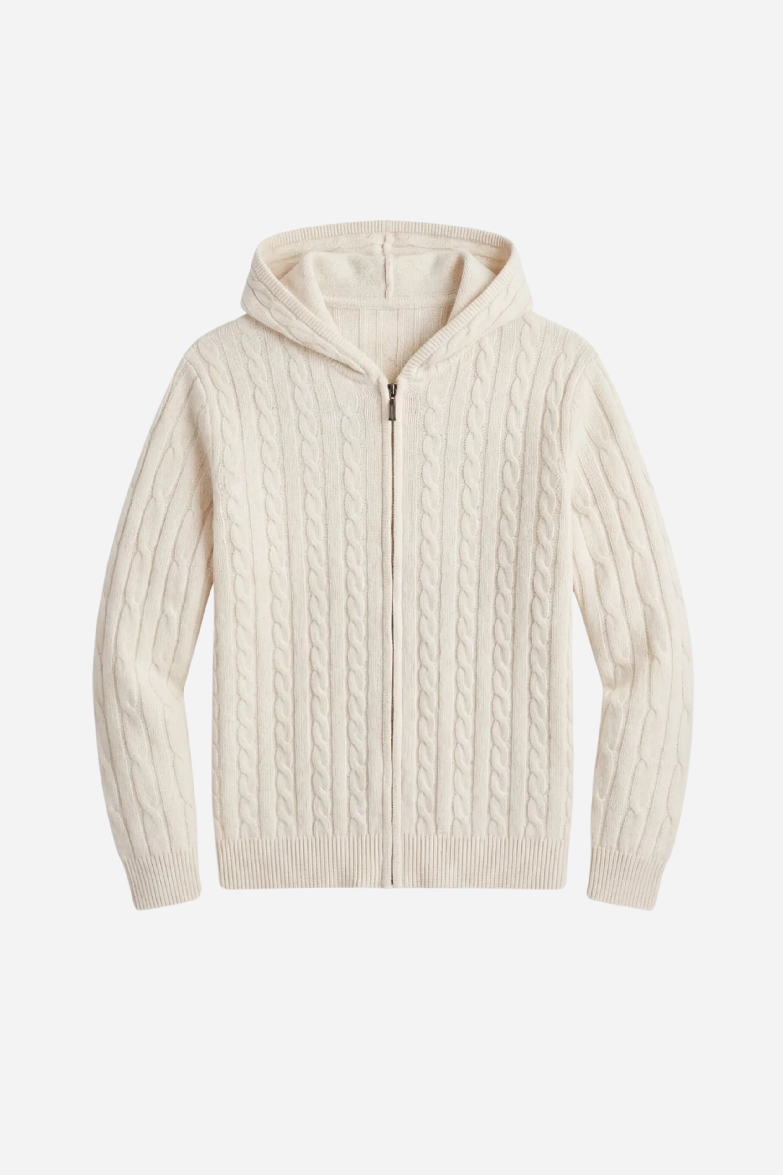 Kensington Cashmere Cable Zip Cardigan Beige
