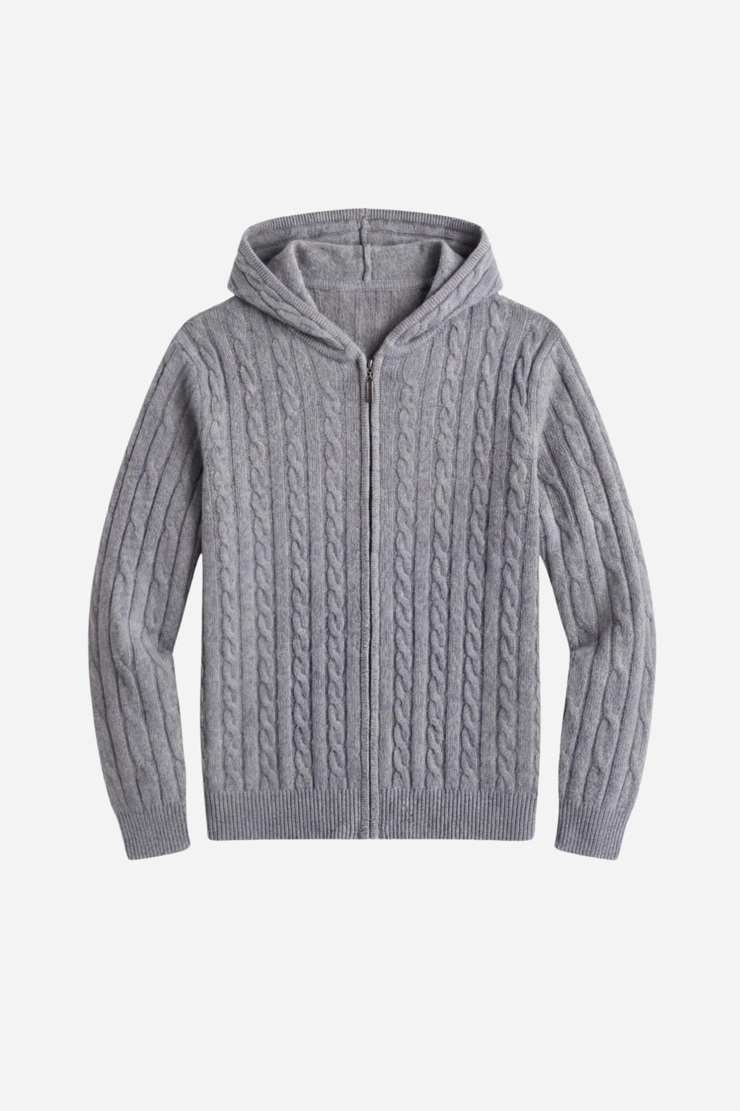 Kensington Cashmere Cable Zip Cardigan Grey
