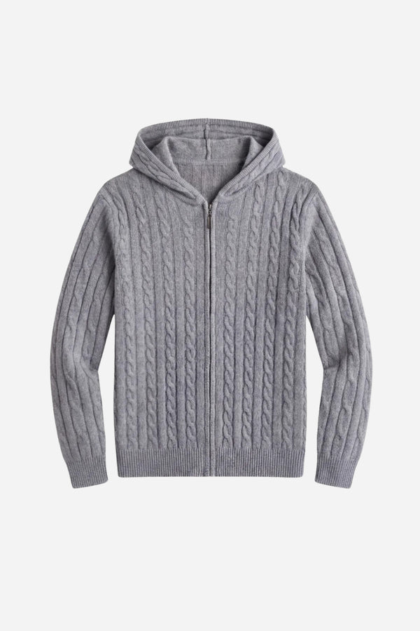 Kensington Cashmere Cable Zip Cardigan Grey