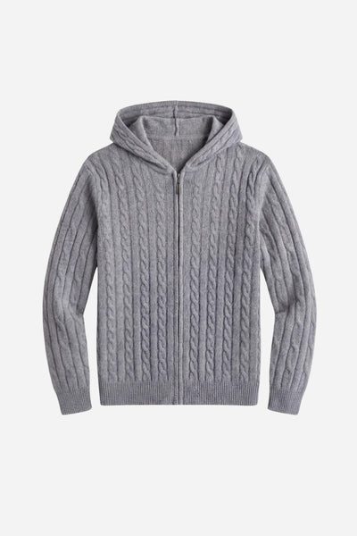 Kensington Cashmere Cable Zip Cardigan Grey
