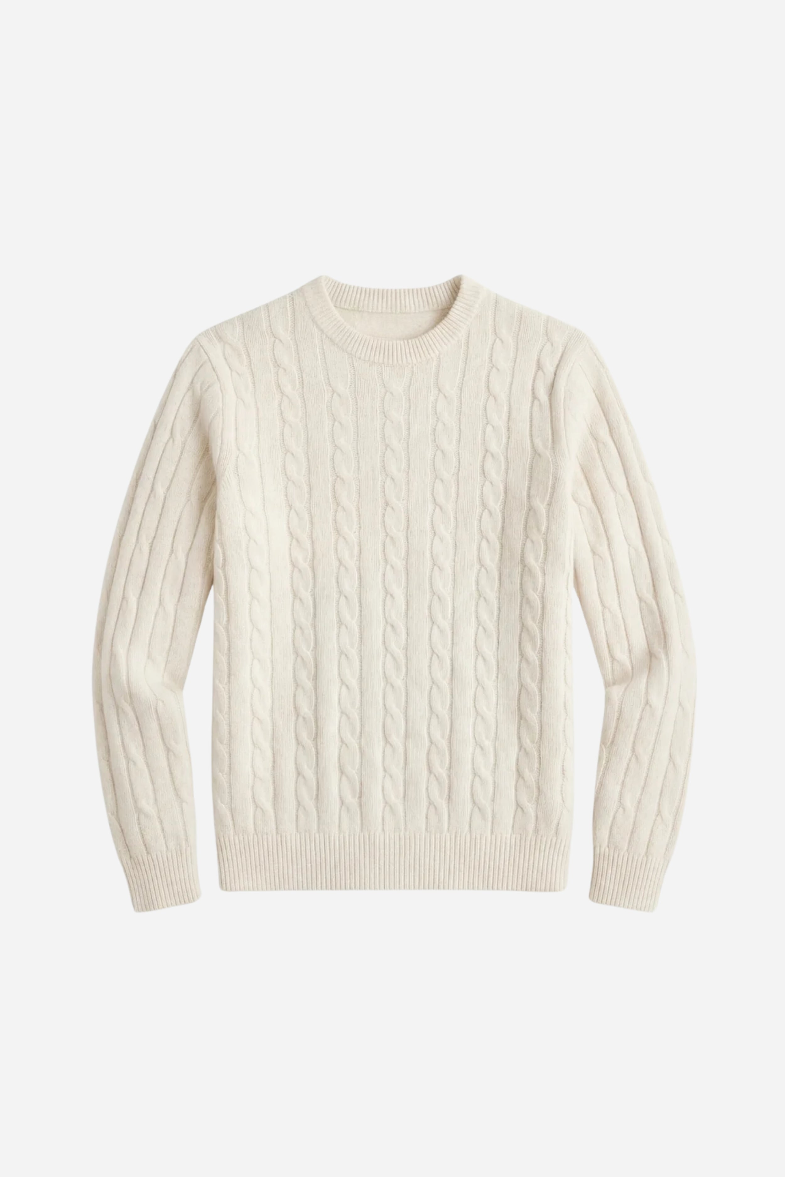 Kensington Cashmere Cable Crewneck White