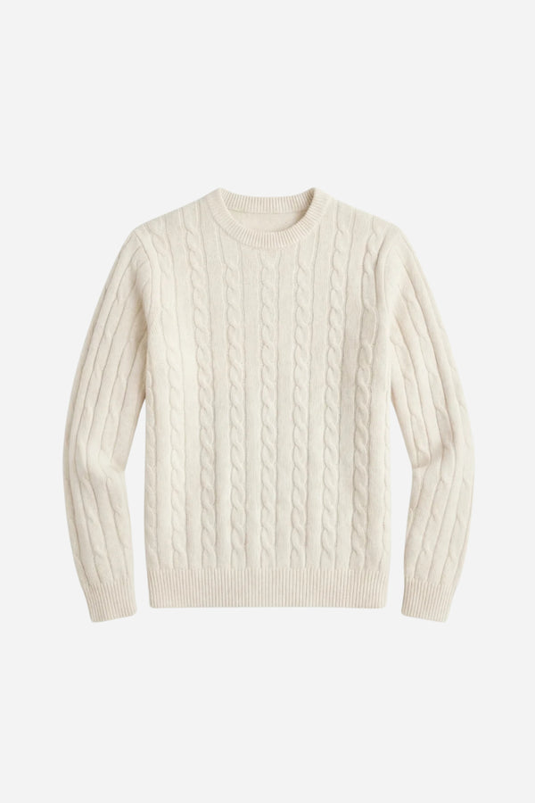 Kensington Cashmere Cable Crewneck White