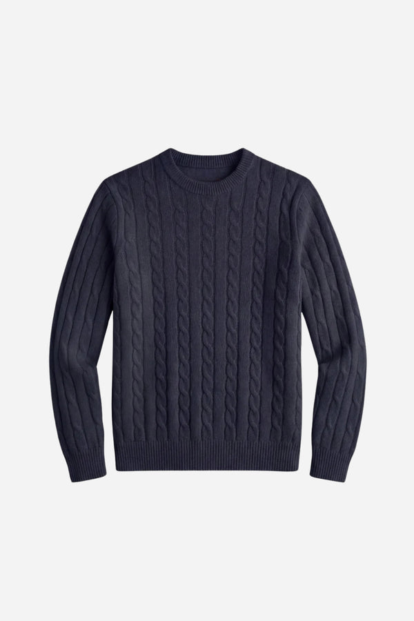 Kensington Cashmere Cable Crewneck Navy