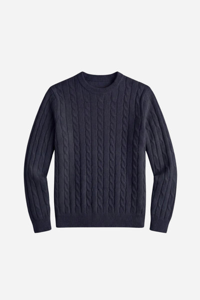 Kensington Cashmere Cable Crewneck Navy
