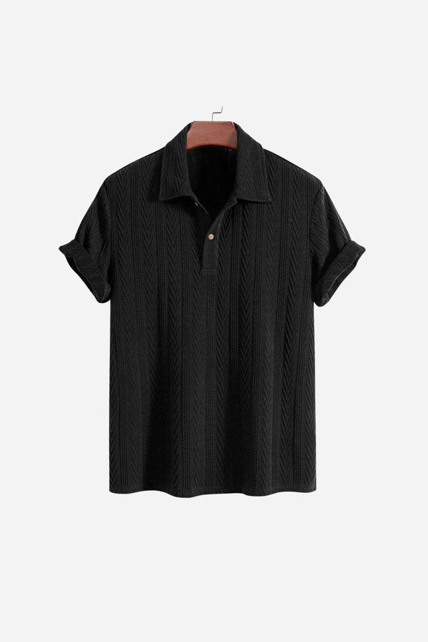 Huxley Textured Polo Black
