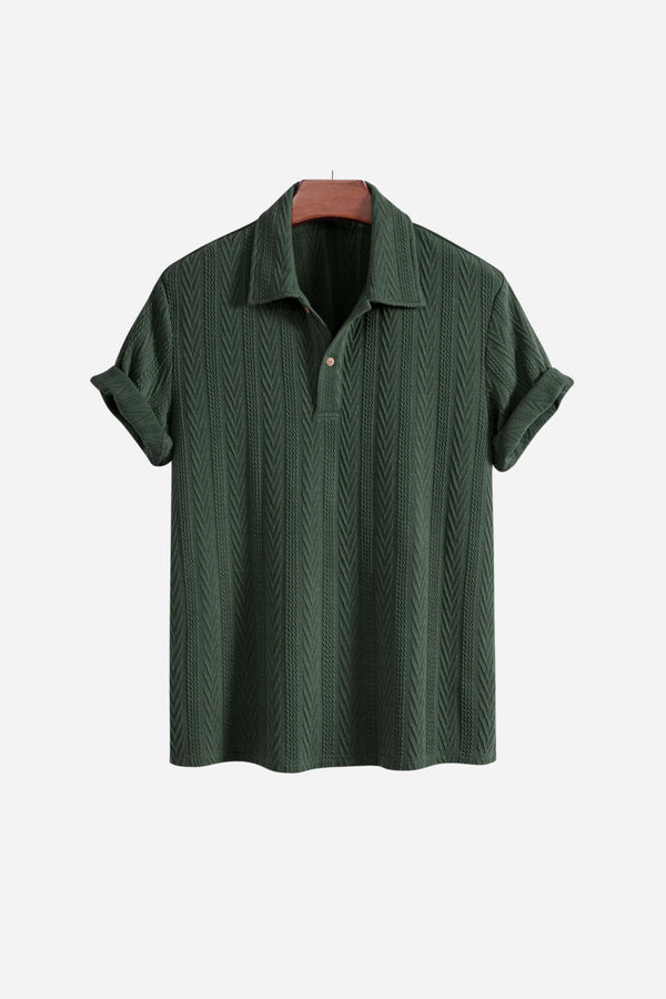 Huxley Textured Polo Green