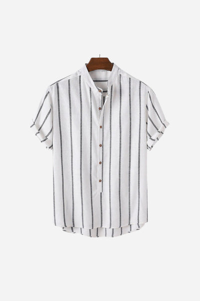 Mayfair Striped Linen Shirt White