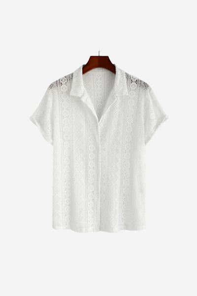 Mayfair Lace Linen Shirt White