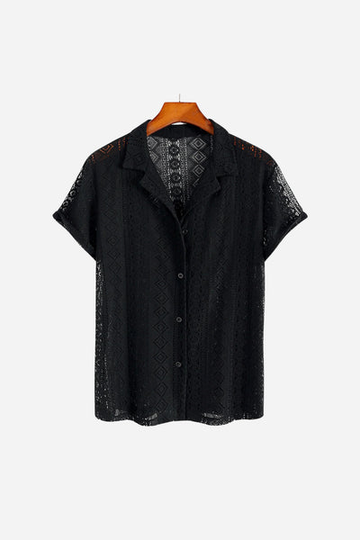 Mayfair Lace Linen Shirt Black
