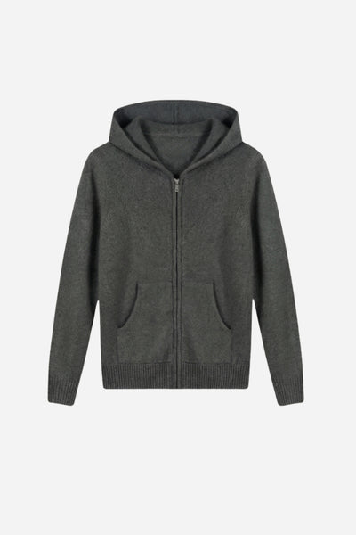 Mayfair Cashmere Zip Cardigan Stone Grey