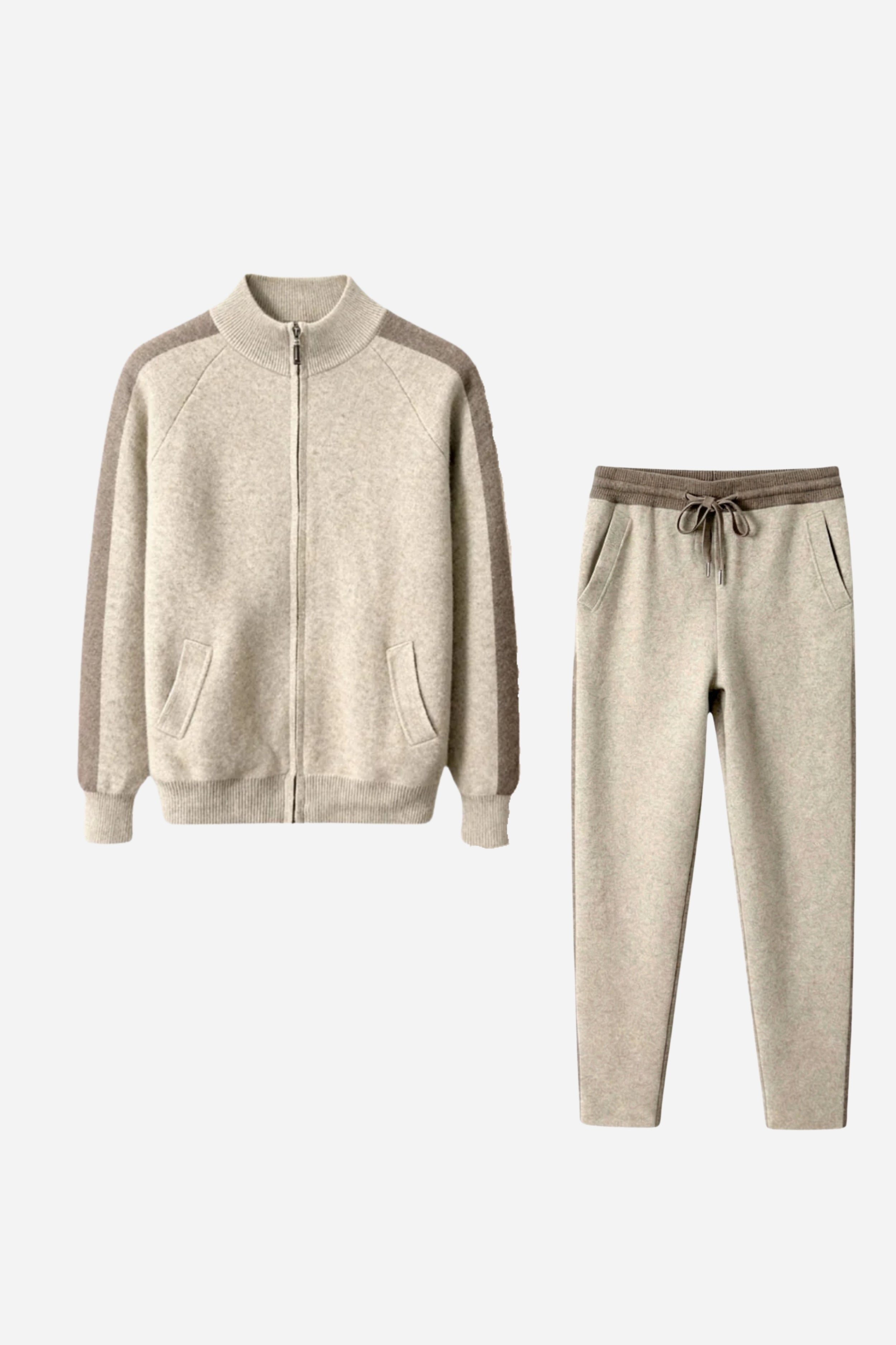 Mayfair Cashmere Track Set Beige