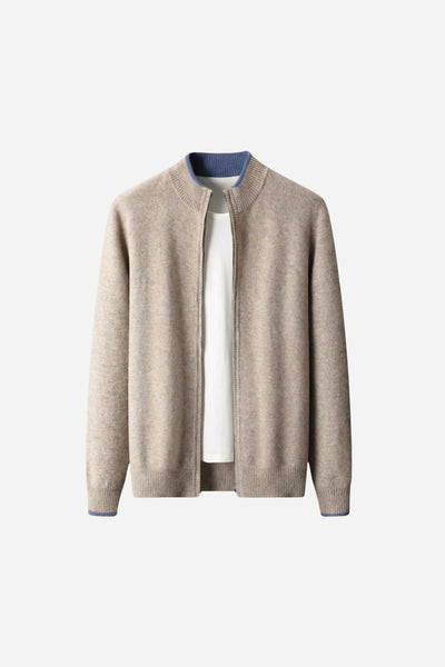 Mayfair Cashmere Zip Cardigan Stone Beige