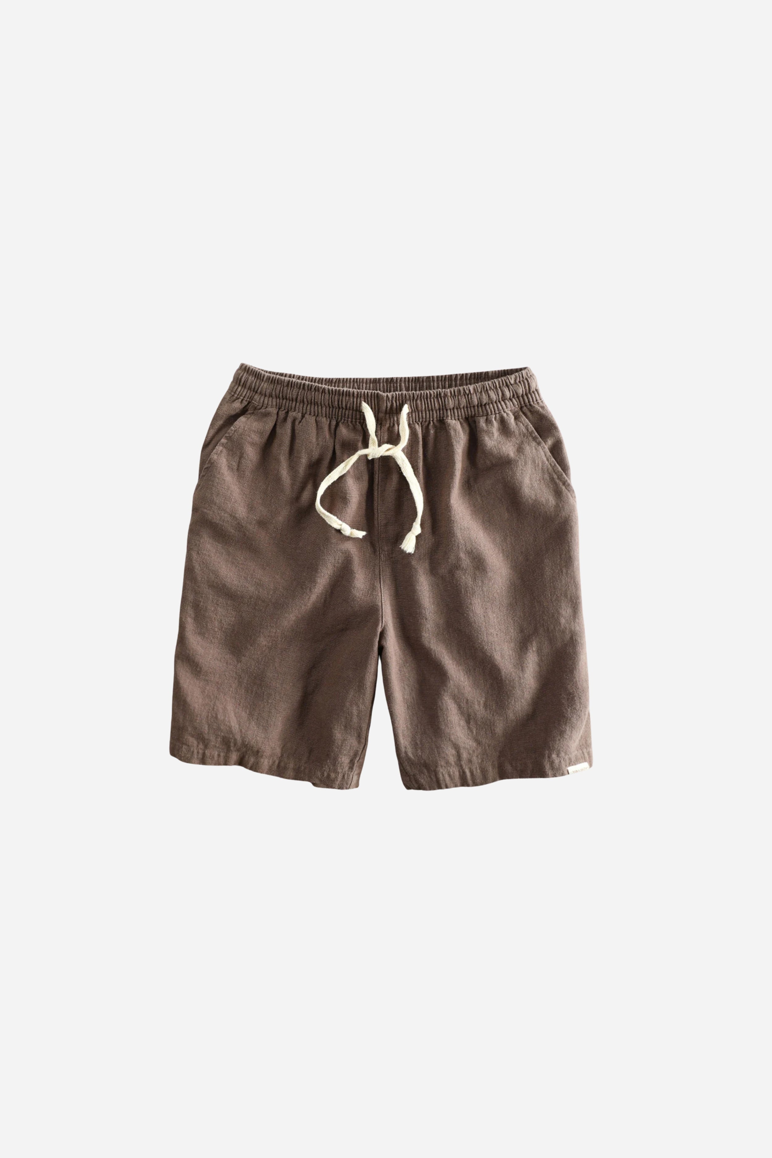 Mayfair Linen Drawstring Shorts Brown