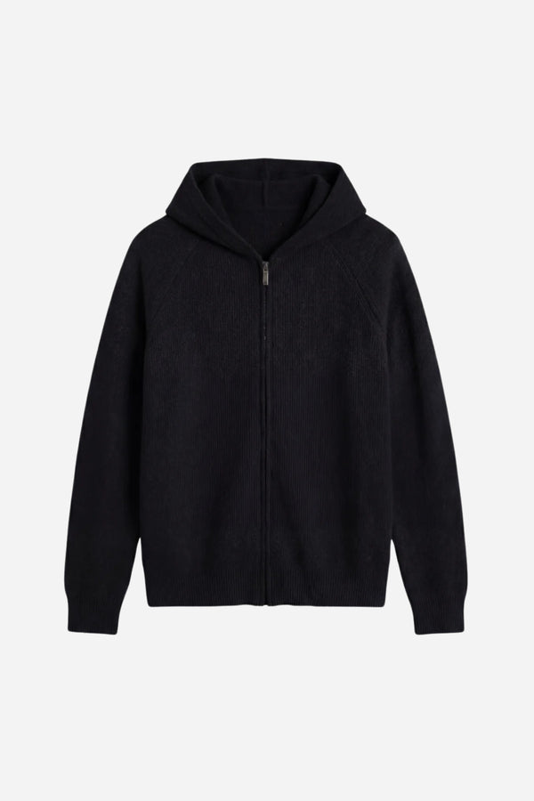 Ashford Cashmere Zip Cardigan Black