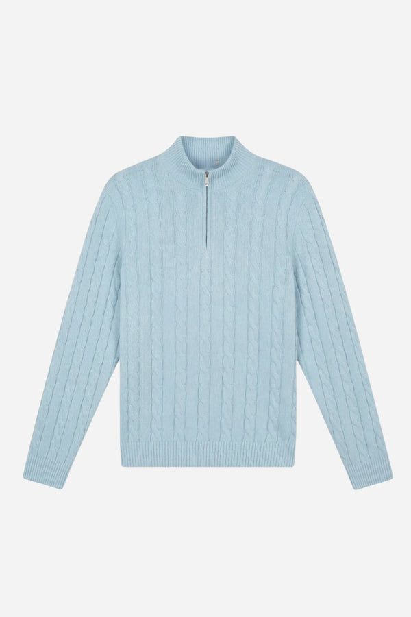Kensington Cashmere Quarter Zip Blue