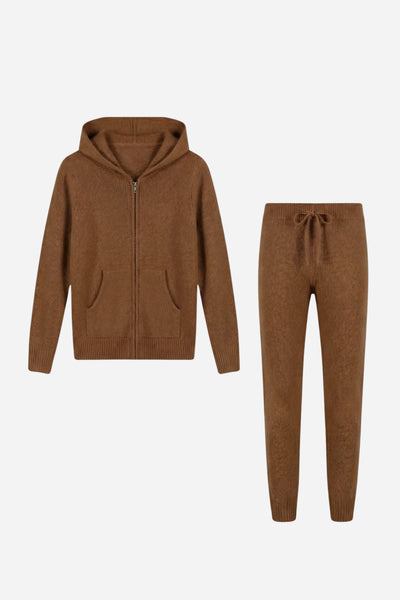 Mayfair Cashmere Hooded Lounge Set Brown