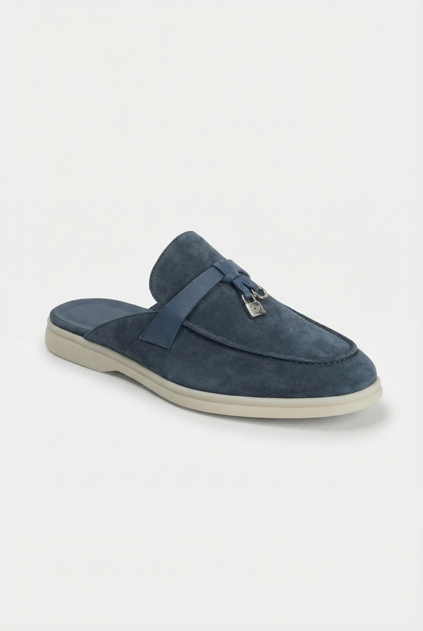 Portobello Suede Mule Steel Blue