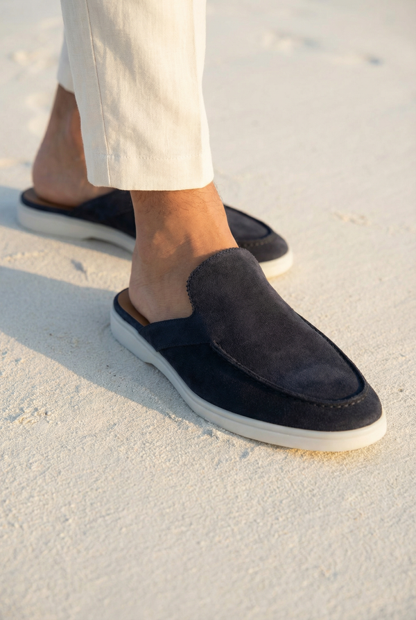Positano Suede Mule Navy