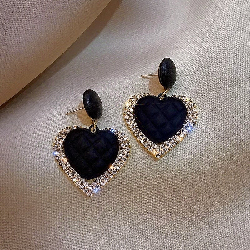 Black Gold Heart Shaped Earrings