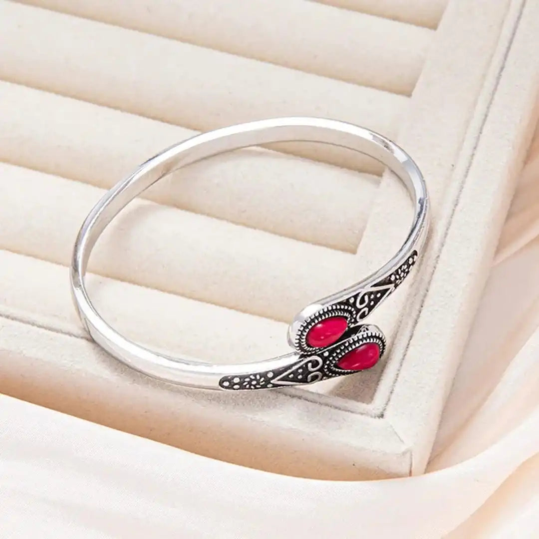 Vintage Bracelet with Colorful Gems & Tribal Design