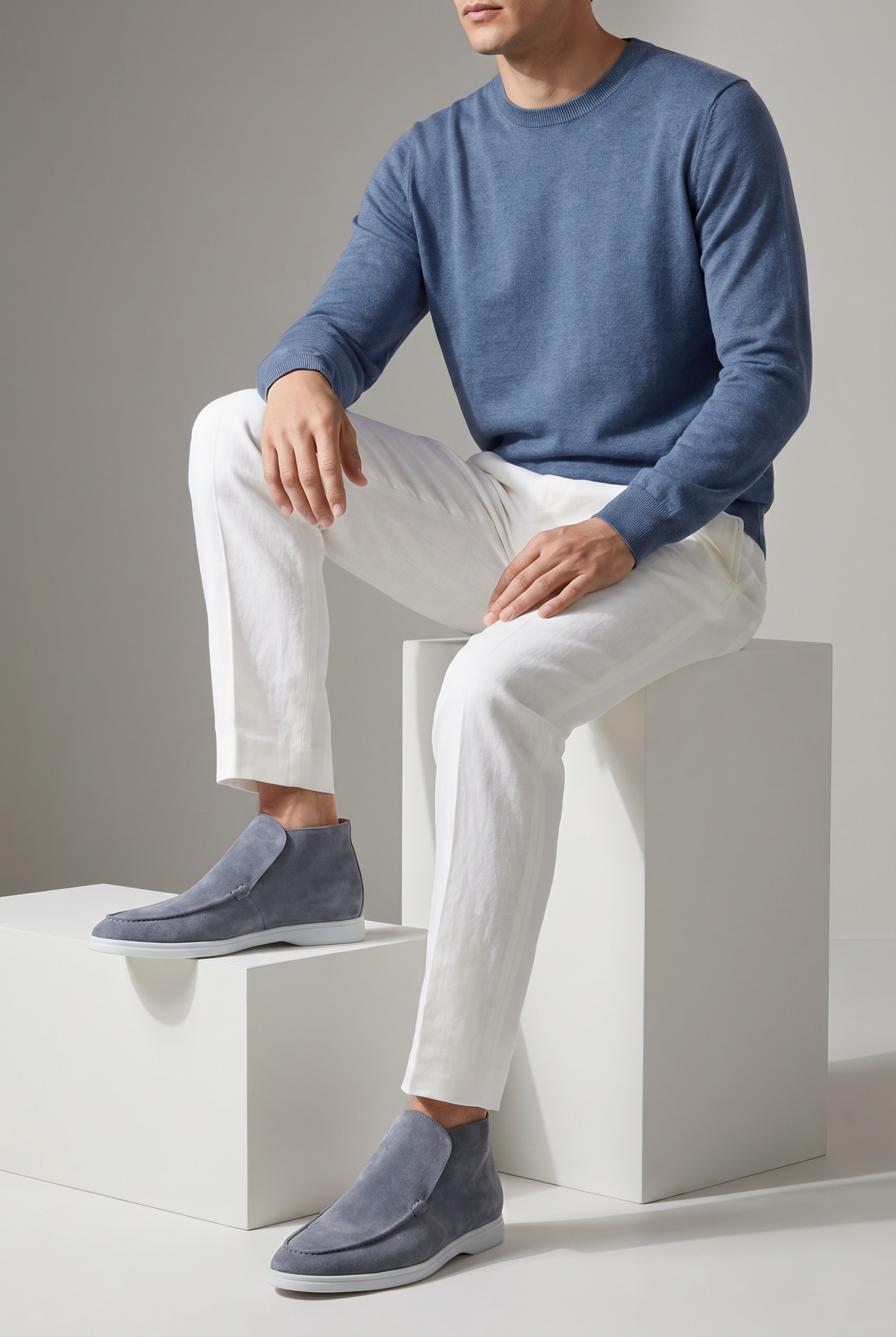 Captial Suede Loafer Baby Blue