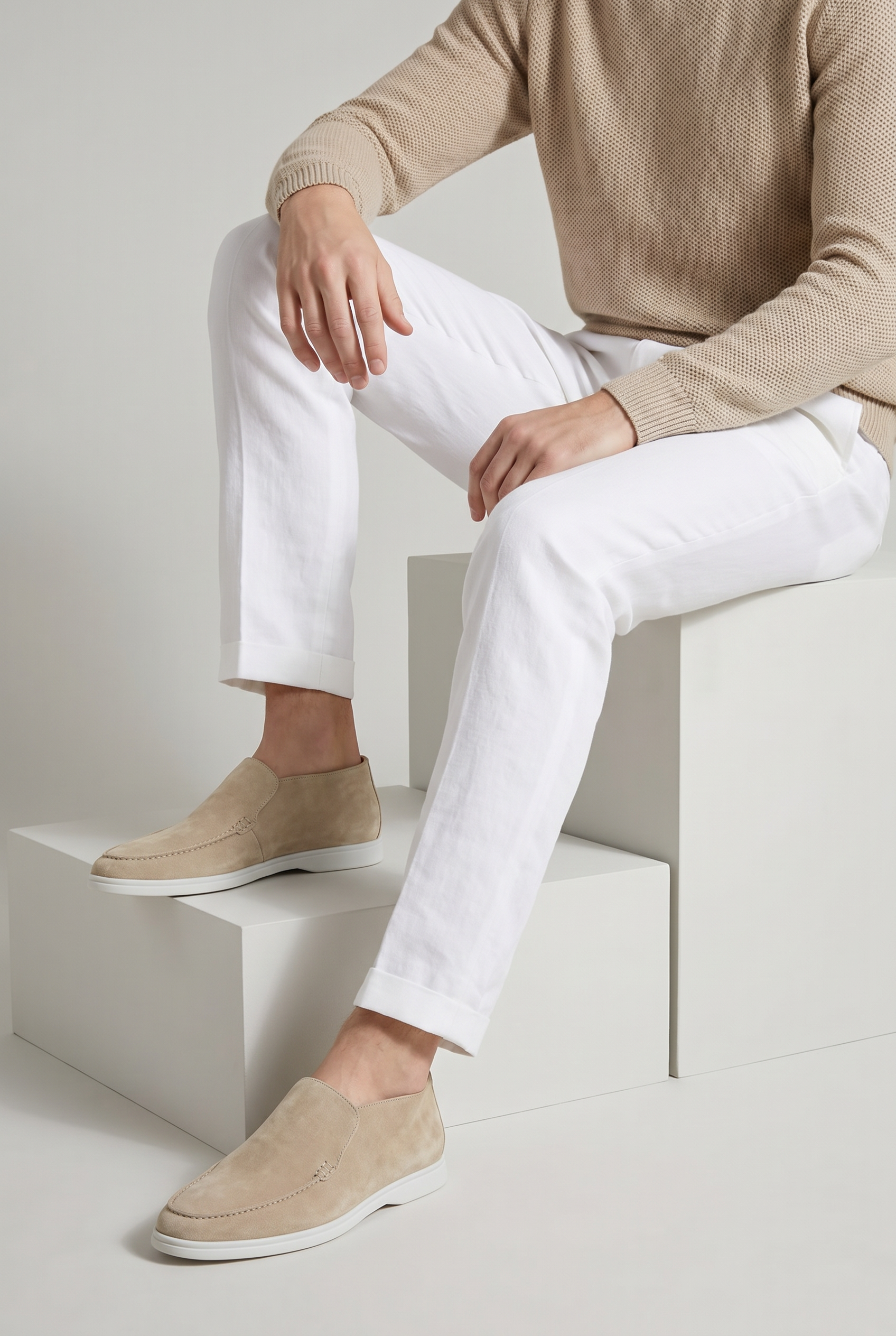 Captial Suede Loafer Beige