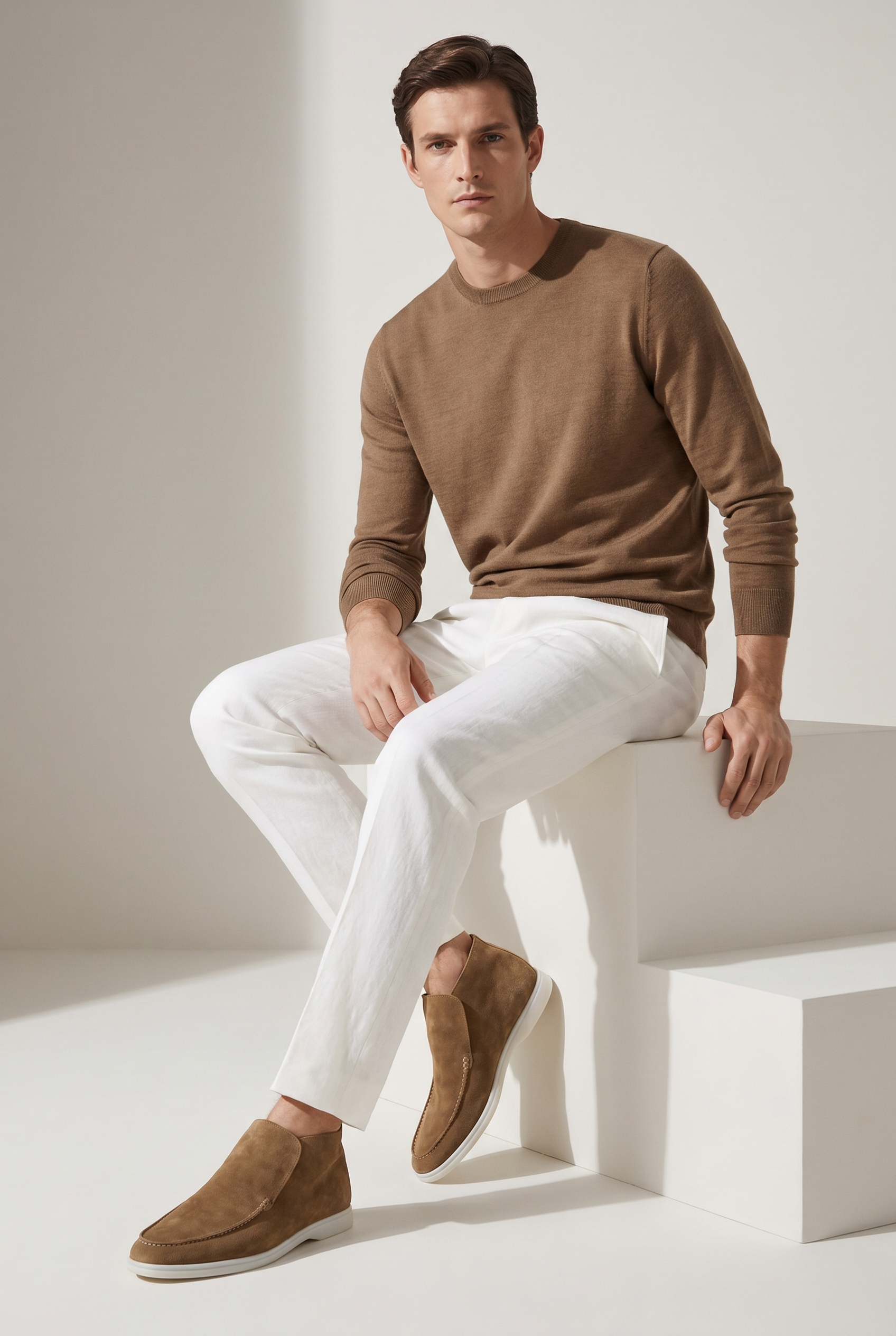 Captial Suede Loafer Camel