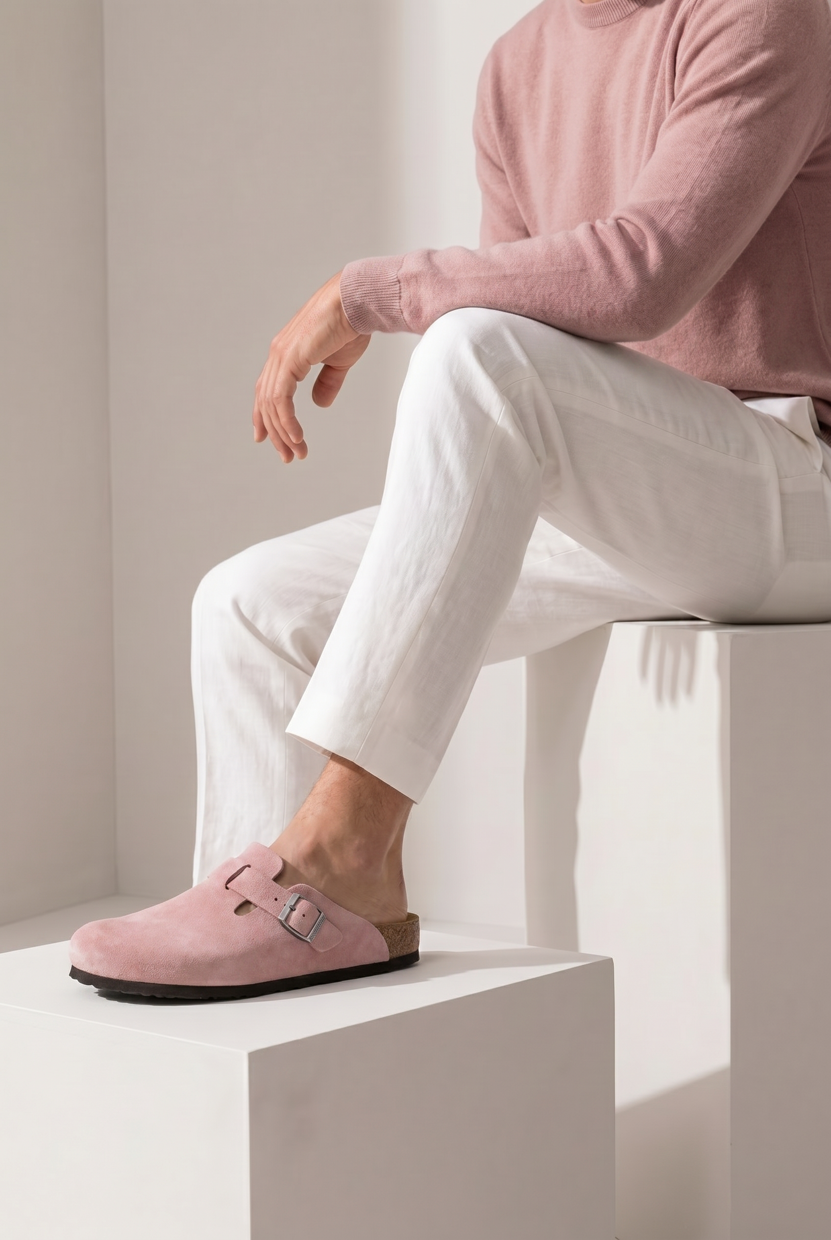 Mayfair Calfsuede Clog Pink