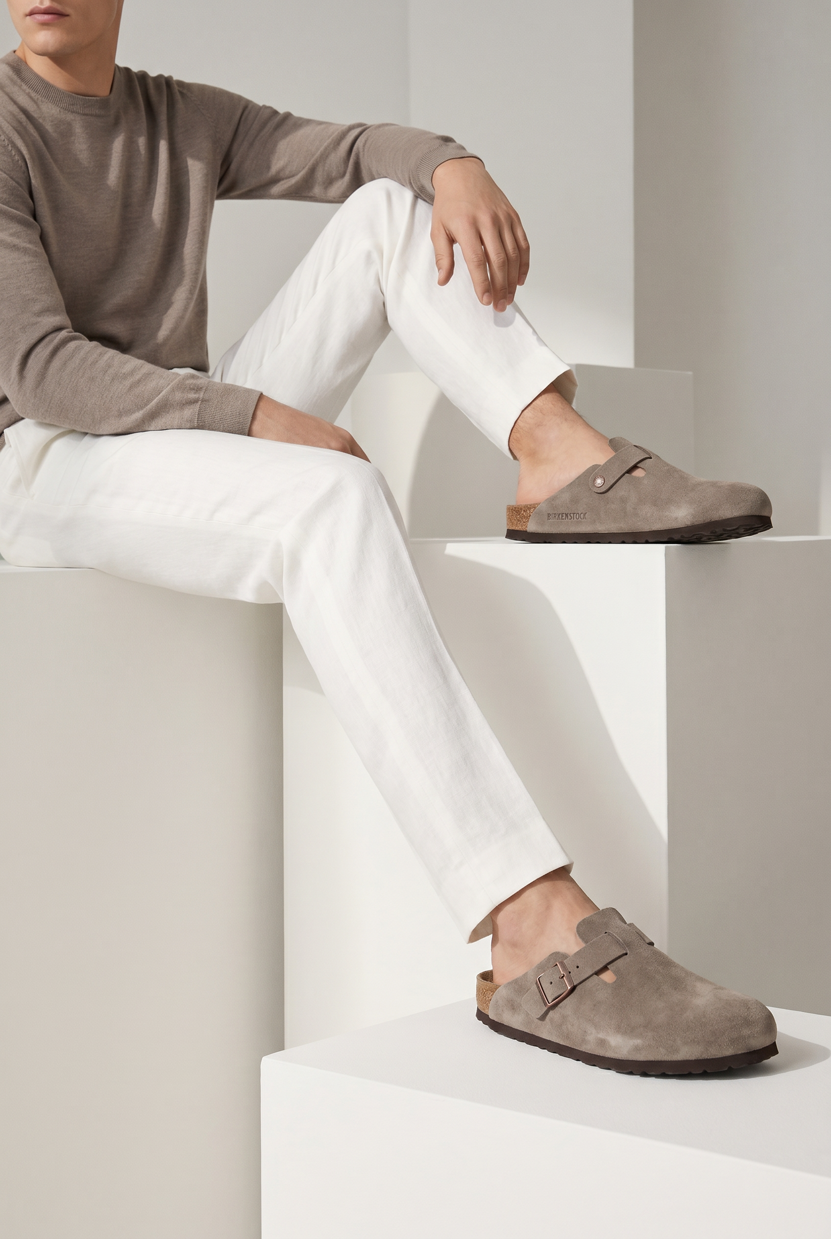 Mayfair Calfsuede Clog taupe