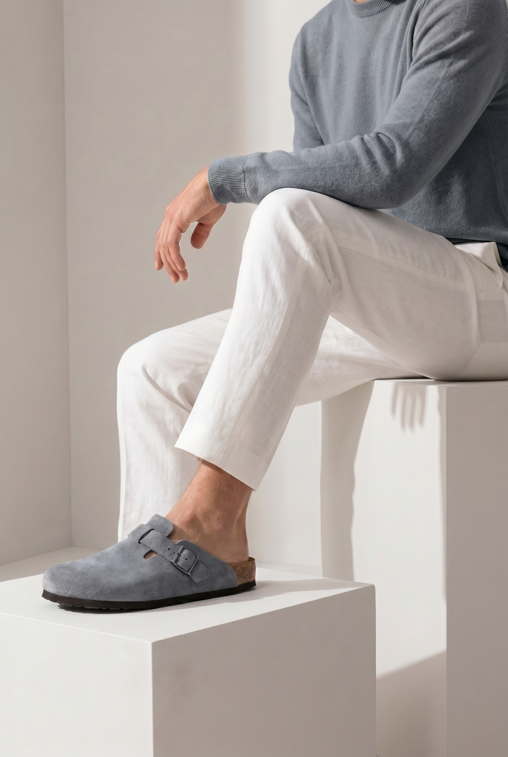 Mayfair Calfsuede Clog Stone Gray