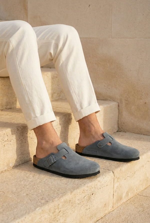 Mayfair Calfsuede Clog Stone Gray
